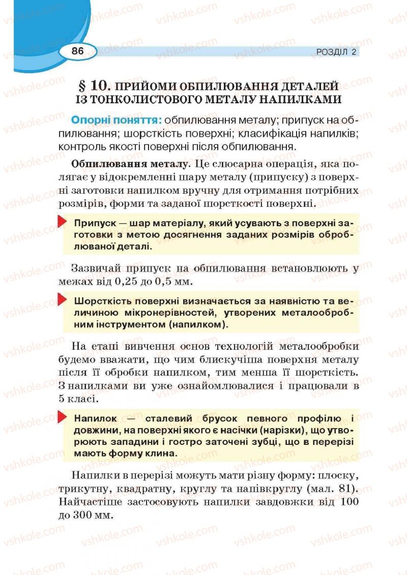 Страница 86 | Підручник Трудове навчання 6 клас В.К. Сидоренко, Д.В. Лебедев, А.М. Гедзик 2014 Для хлопців