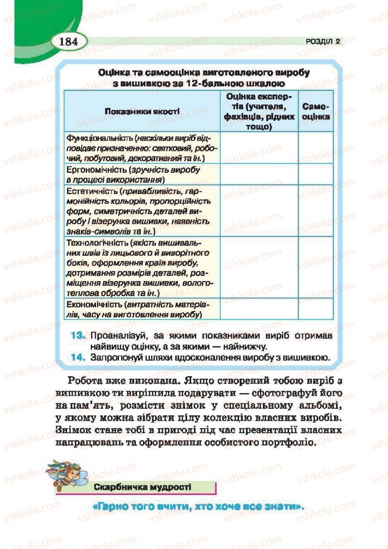 Страница 184 | Підручник Трудове навчання 6 клас В.К. Сидоренко, Т.С, Мачача, С.П. Павх 2014 Для дівчат