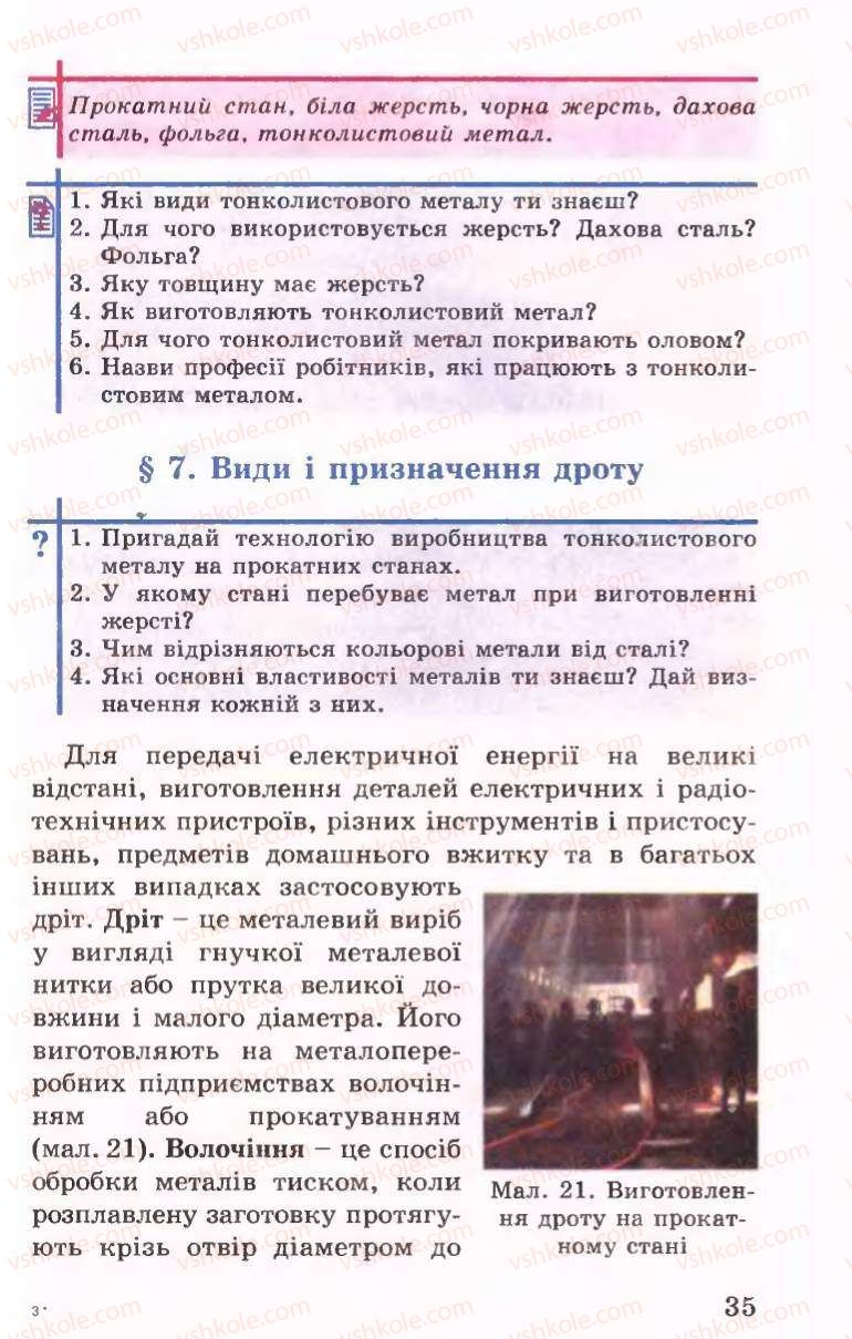 Страница 35 | Підручник Трудове навчання 6 клас Б.М.Терещук, В.І. Туташинський, В.К.Сидоренко 2006 Технічні види праці