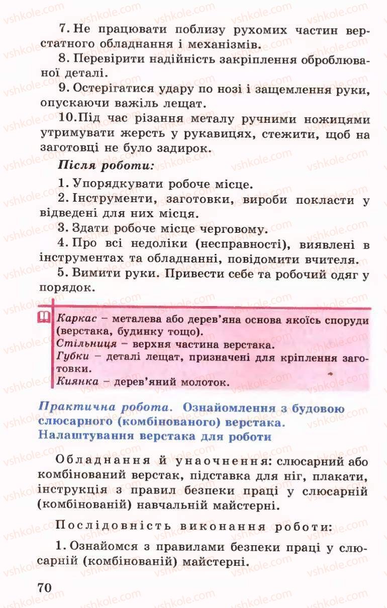 Страница 70 | Підручник Трудове навчання 6 клас Б.М.Терещук, В.І. Туташинський, В.К.Сидоренко 2006 Технічні види праці