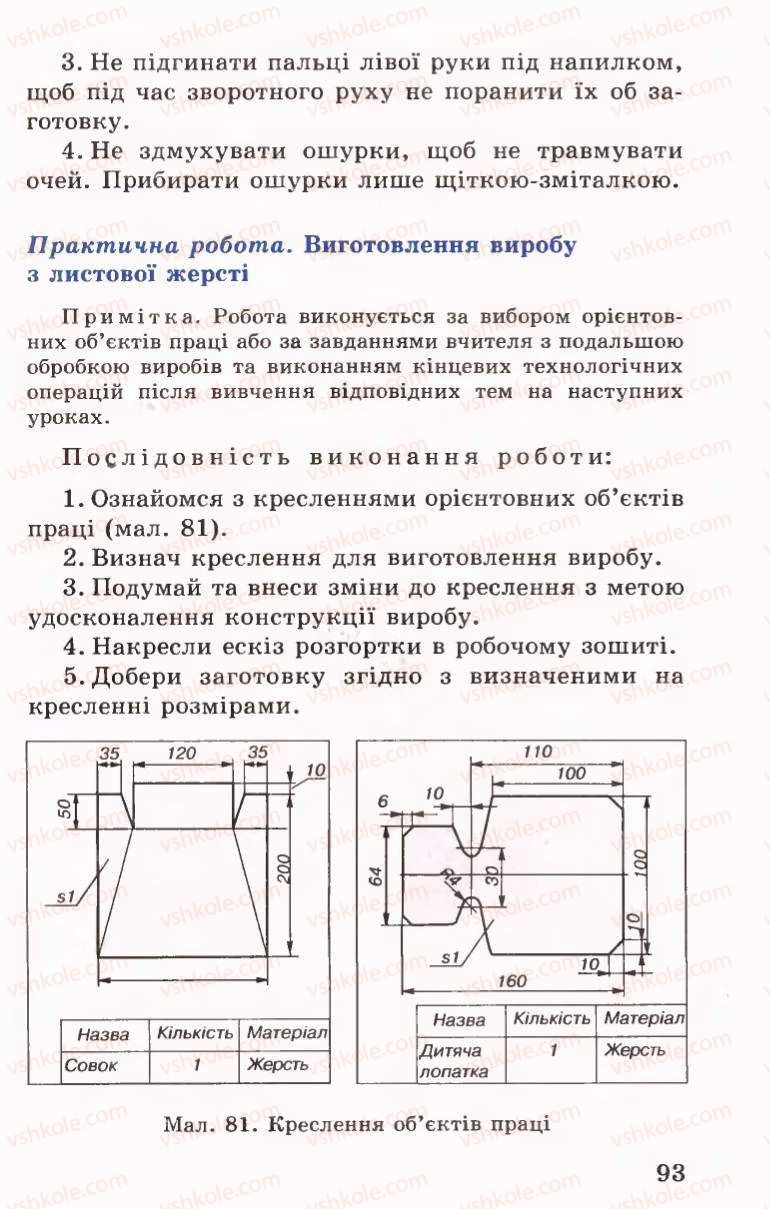Страница 93 | Підручник Трудове навчання 6 клас Б.М.Терещук, В.І. Туташинський, В.К.Сидоренко 2006 Технічні види праці