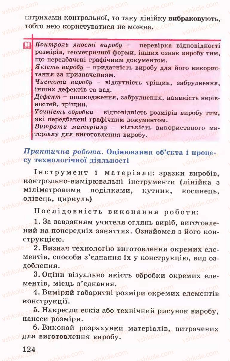 Страница 124 | Підручник Трудове навчання 6 клас Б.М.Терещук, В.І. Туташинський, В.К.Сидоренко 2006 Технічні види праці