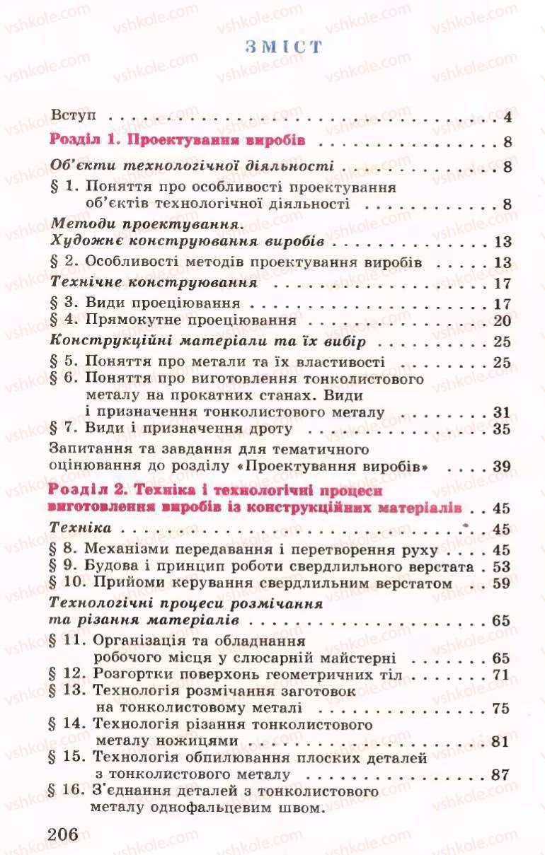 Страница 206 | Підручник Трудове навчання 6 клас Б.М.Терещук, В.І. Туташинський, В.К.Сидоренко 2006 Технічні види праці
