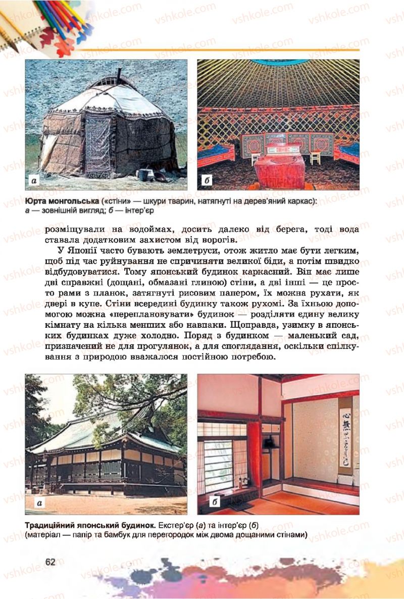 Страница 62 | Підручник Образотворче мистецтво 7 клас С.М. Железняк, О.В. Ламонова 2015