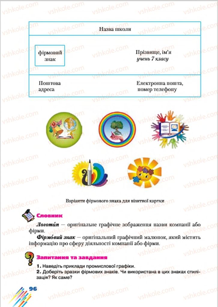 Страница 96 | Підручник Образотворче мистецтво 7 клас Л.В. Папіш, М.М. Шутка 2015