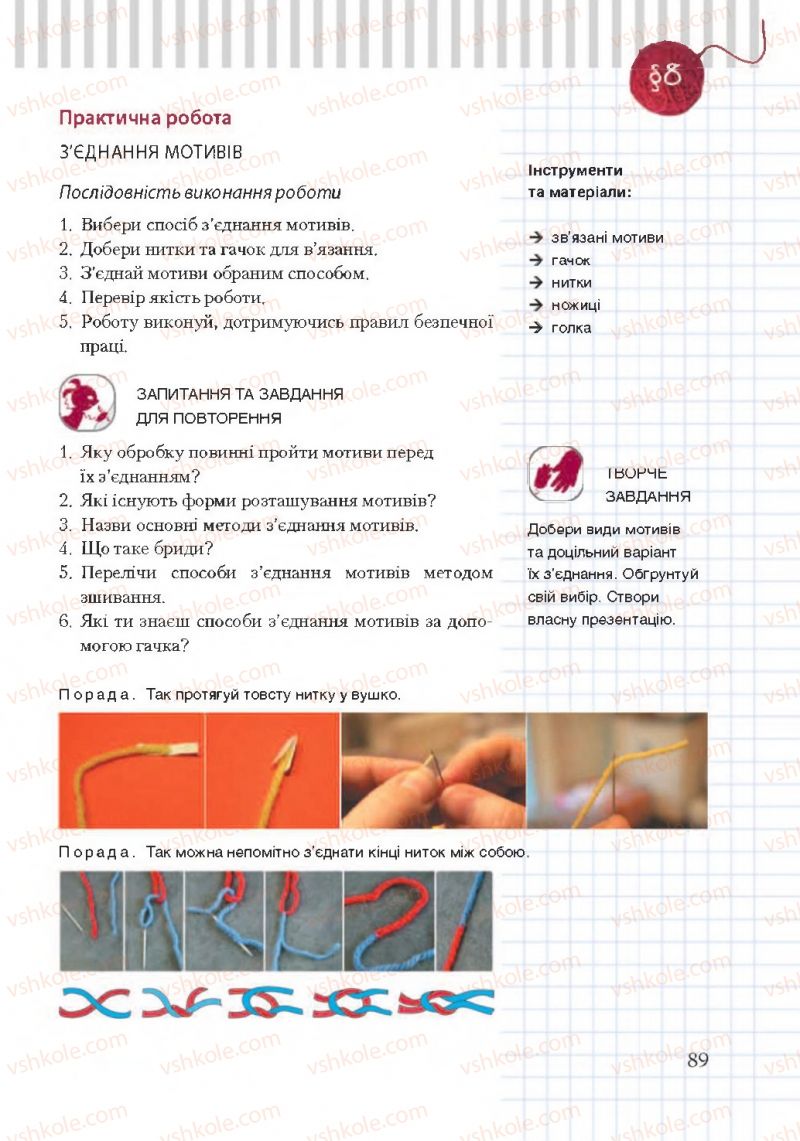 Страница 89 | Підручник Трудове навчання 7 клас А.І. Терещук, О.Ю. Медвідь, Ю.М. Приходько 2015 Для дівчат