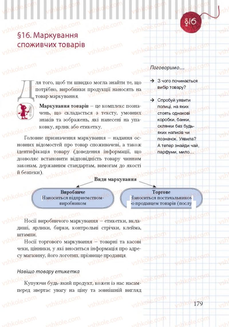 Страница 179 | Підручник Трудове навчання 7 клас А.І. Терещук, О.Ю. Медвідь, Ю.М. Приходько 2015 Для дівчат