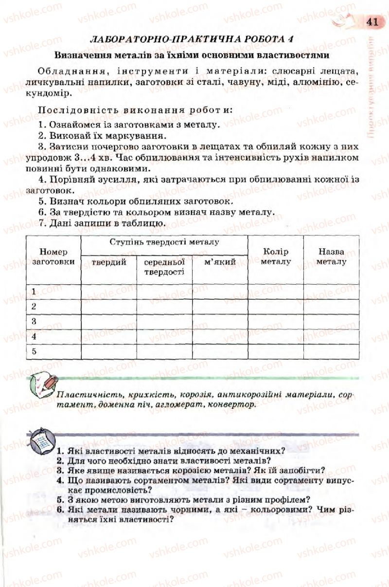 Страница 41 | Підручник Трудове навчання 7 клас Б.М. Терещук, В.І. Туташинський, В.К. Загорний 2007 Технічні види праці