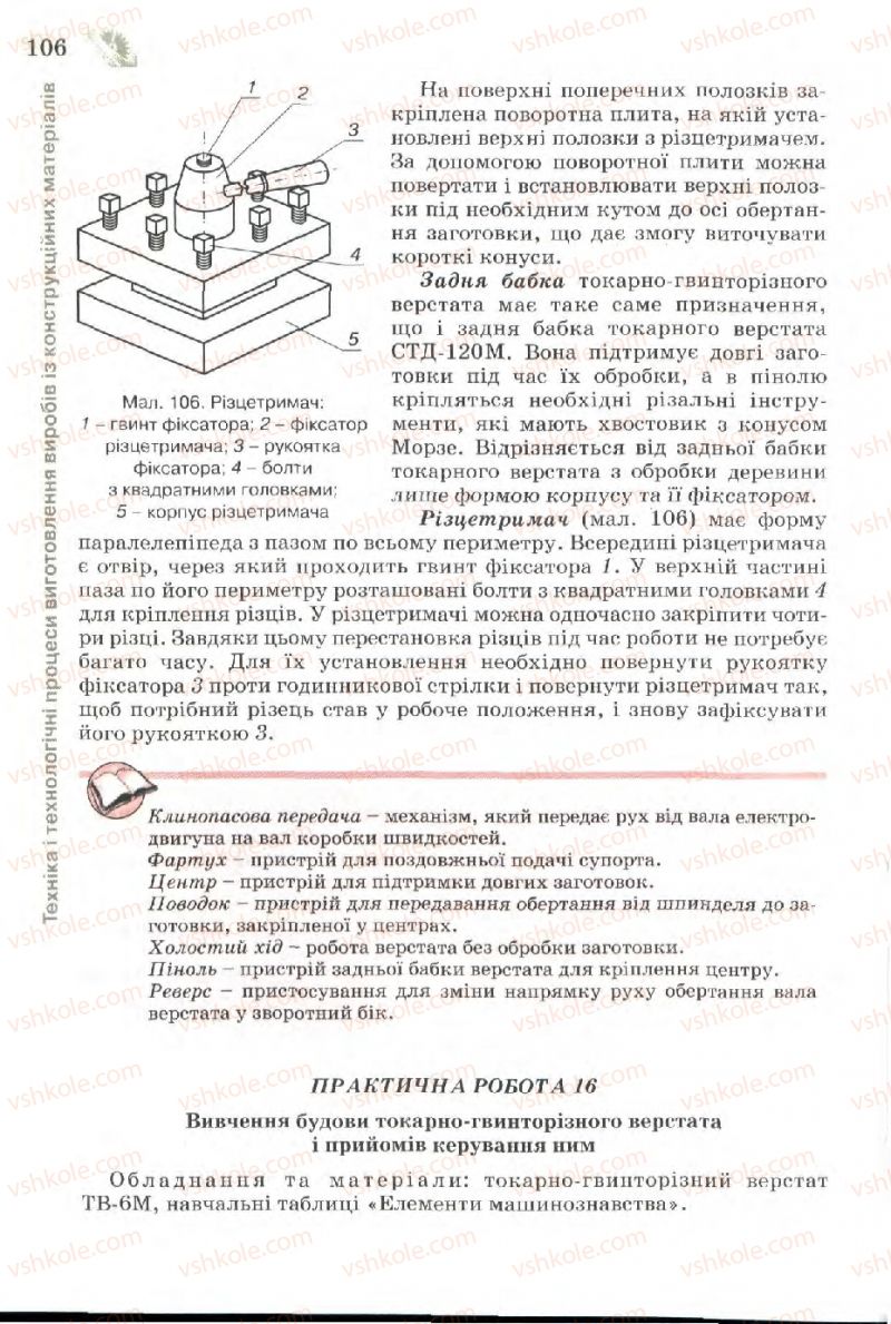 Страница 106 | Підручник Трудове навчання 7 клас Б.М. Терещук, В.І. Туташинський, В.К. Загорний 2007 Технічні види праці