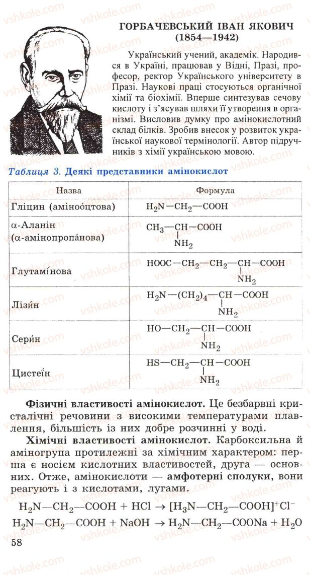Страница 58 | Підручник Хімія 11 клас Н.М. Буринська, Л.П. Величко 2005