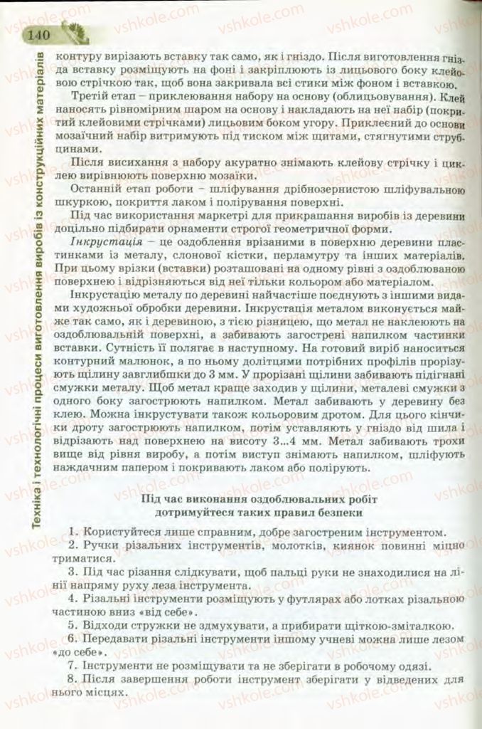 Страница 140 | Підручник Трудове навчання 8 клас Б.М. Терещук, В.І. Туташинський, В.К. Загорний 2008 Технічні види праці
