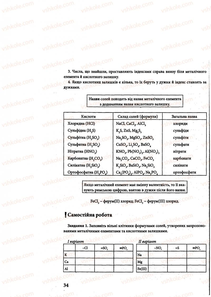 Страница 34 | Підручник Хімія 8 клас М.М. Савчин 2013 Робочий зошит