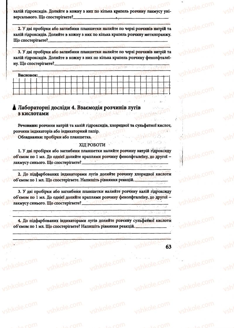 Страница 63 | Підручник Хімія 8 клас М.М. Савчин 2013 Робочий зошит