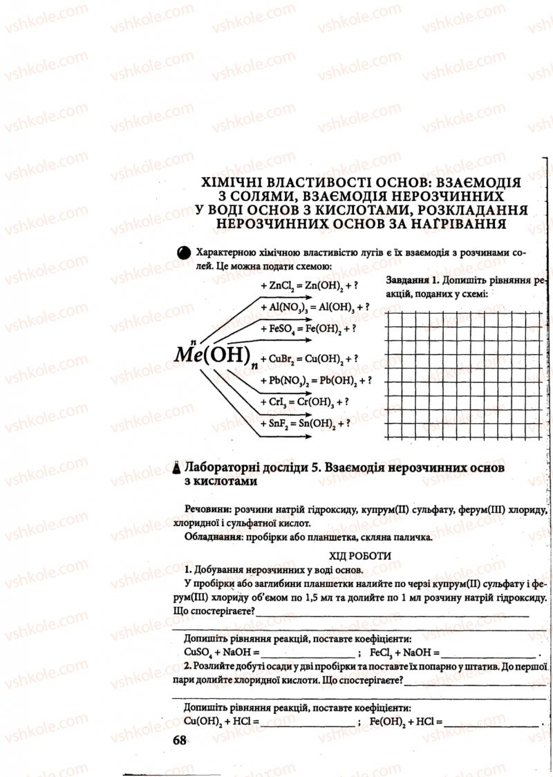 Страница 68 | Підручник Хімія 8 клас М.М. Савчин 2013 Робочий зошит