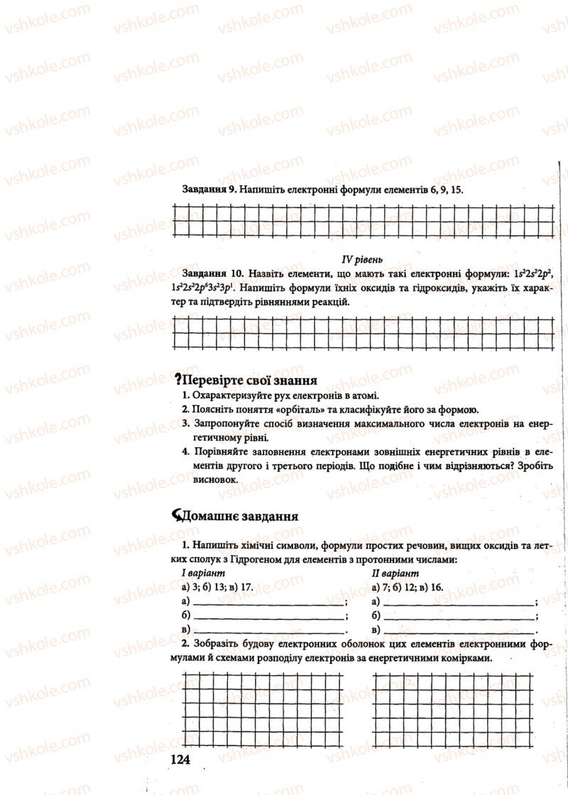 Страница 124 | Підручник Хімія 8 клас М.М. Савчин 2013 Робочий зошит