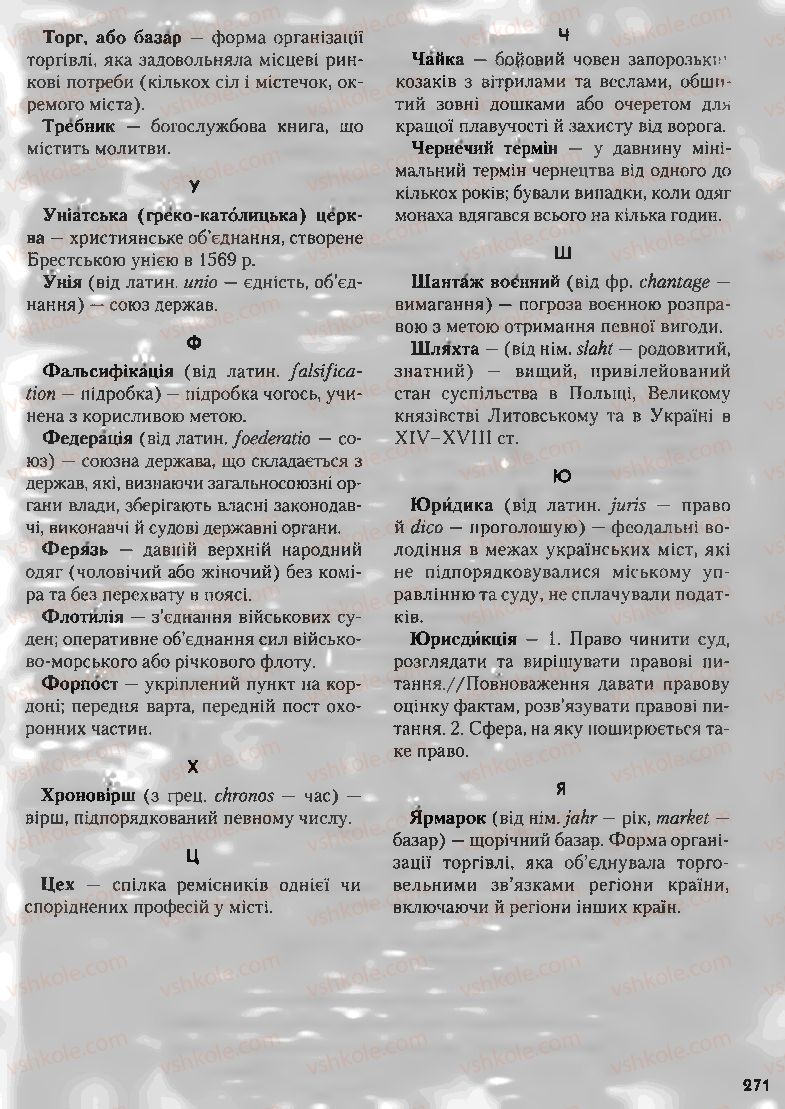 Страница 271 | Підручник Історія України 8 клас О.К. Струкевич, І.М. Романюк, Т.П. Пірус 2008