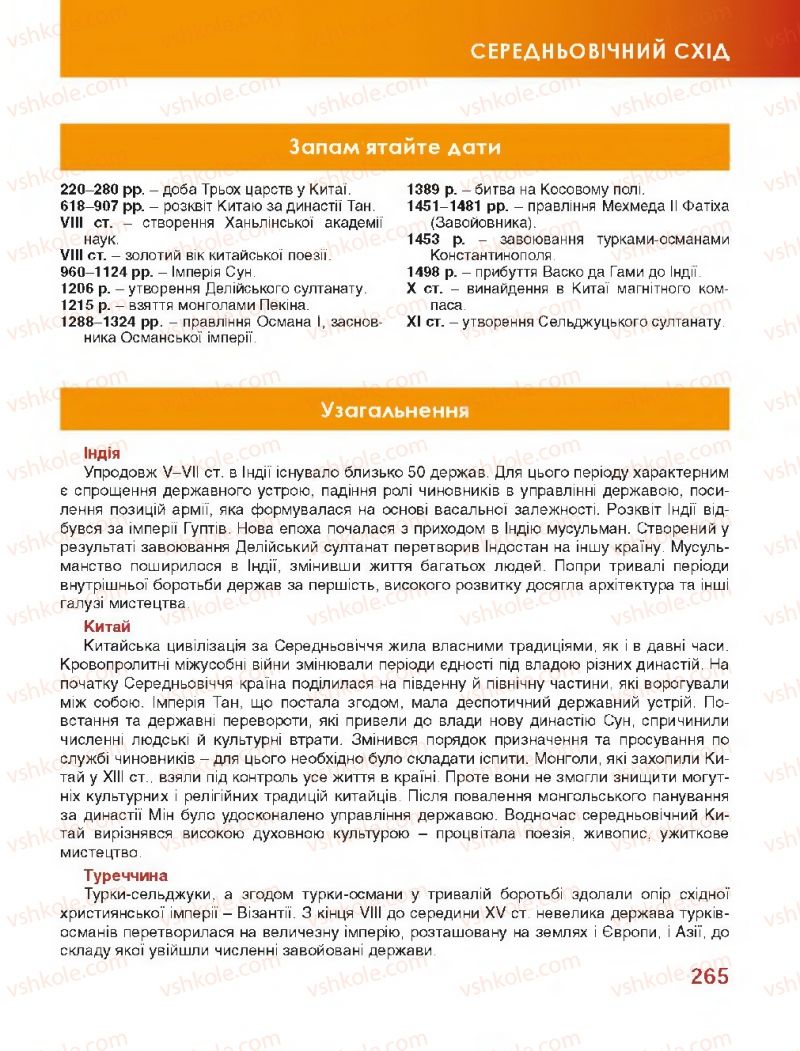 Страница 265 | Підручник Всесвітня історія 7 клас О.І. Бонь, О.Л. Іванюк 2015