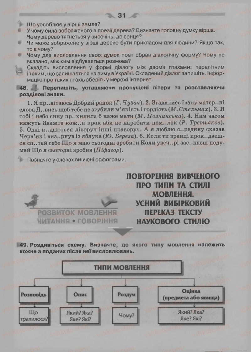 Страница 31 | Підручник Українська мова 7 клас О.П. Глазова 2015