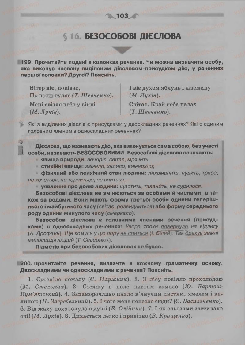 Страница 103 | Підручник Українська мова 7 клас О.П. Глазова 2015