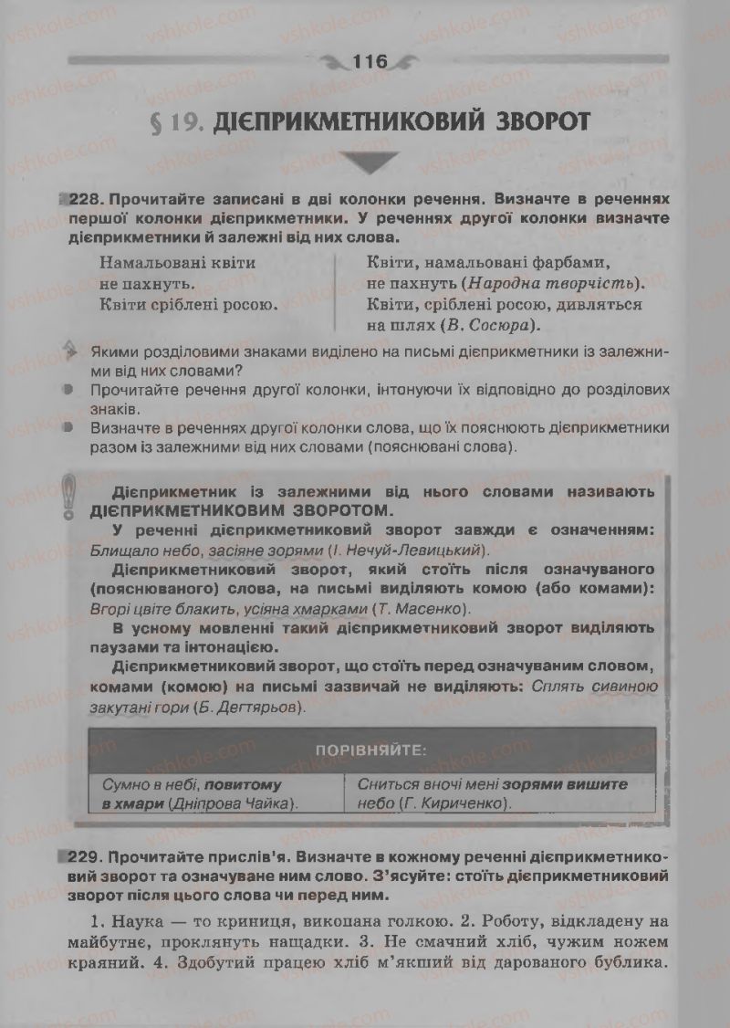 Страница 116 | Підручник Українська мова 7 клас О.П. Глазова 2015