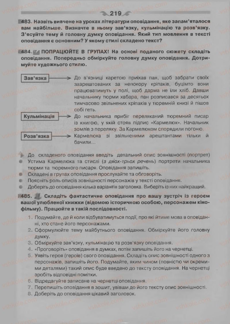 Страница 219 | Підручник Українська мова 7 клас О.П. Глазова 2015