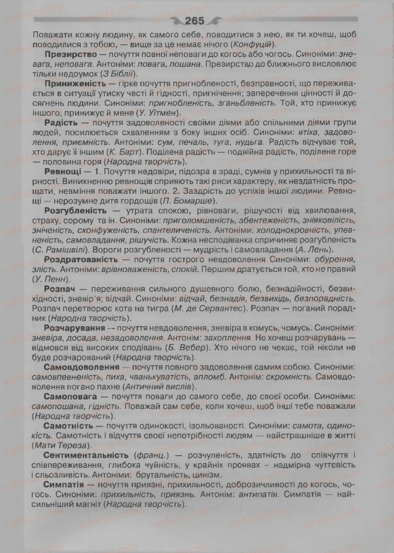 Страница 265 | Підручник Українська мова 7 клас О.П. Глазова 2015