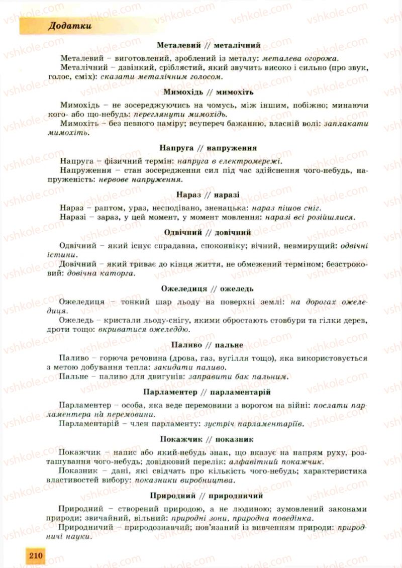 Страница 210 | Підручник Українська мова 10 клас О.В. Заболотний, В.В. Заболотний 2010