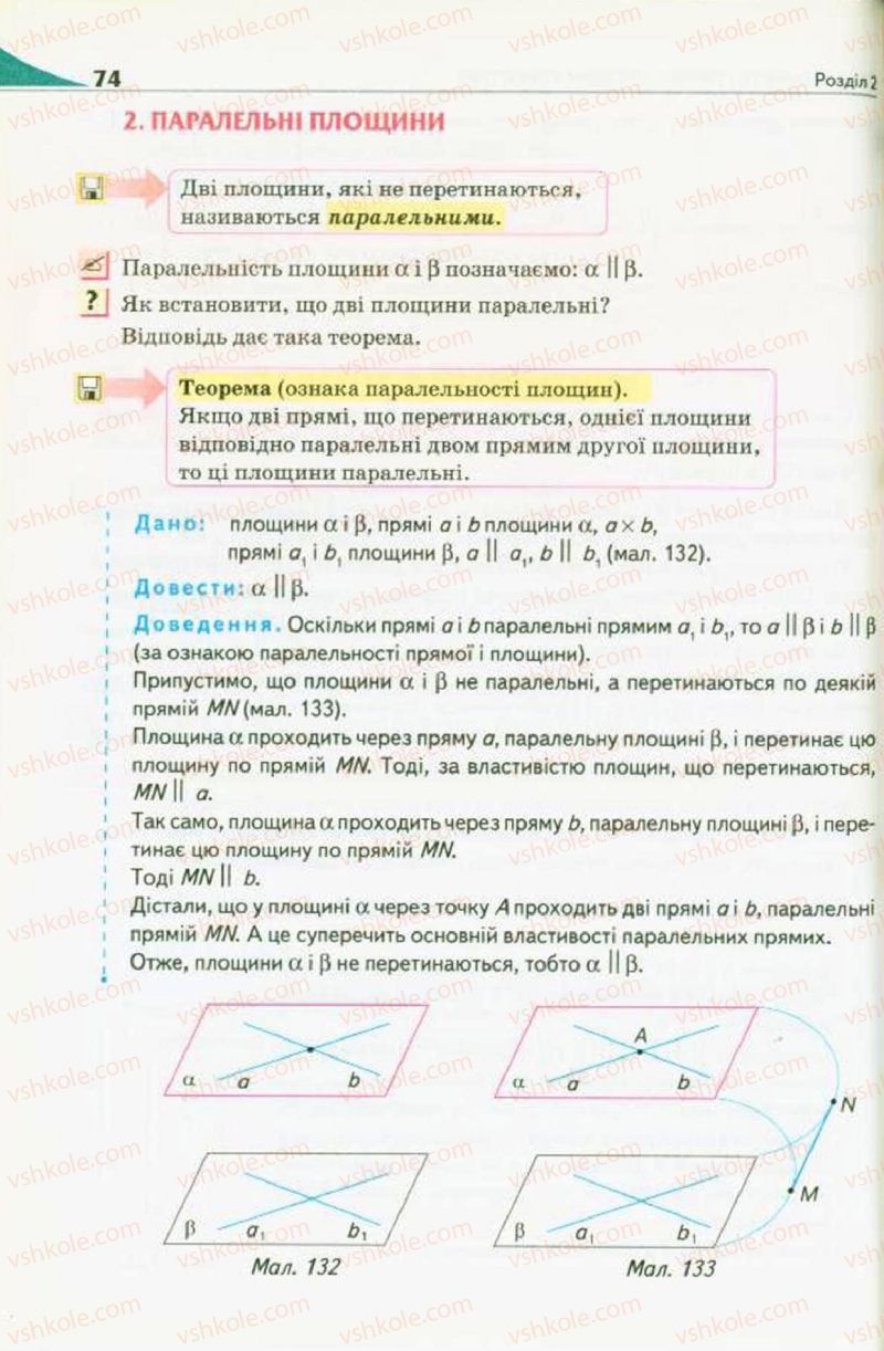 Страница 74 | Підручник Геометрія 10 клас М.І. Бурда, Н.А. Тарасенкова 2010 Академічний рівень