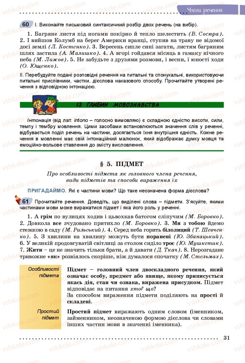 Страница 31 | Підручник Українська мова 8 клас В.В. Заболотний, О.В. Заболотний 2016