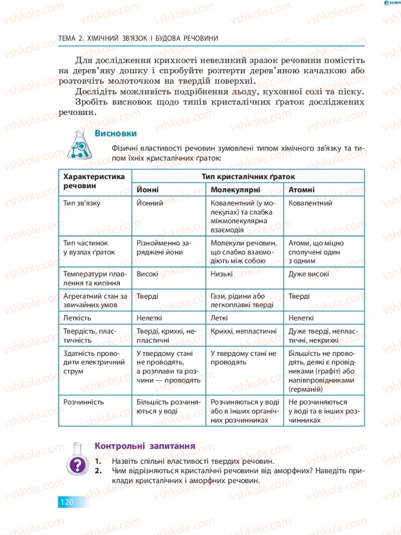 Страница 120 | Підручник Хімія 8 клас О.В. Григорович 2016