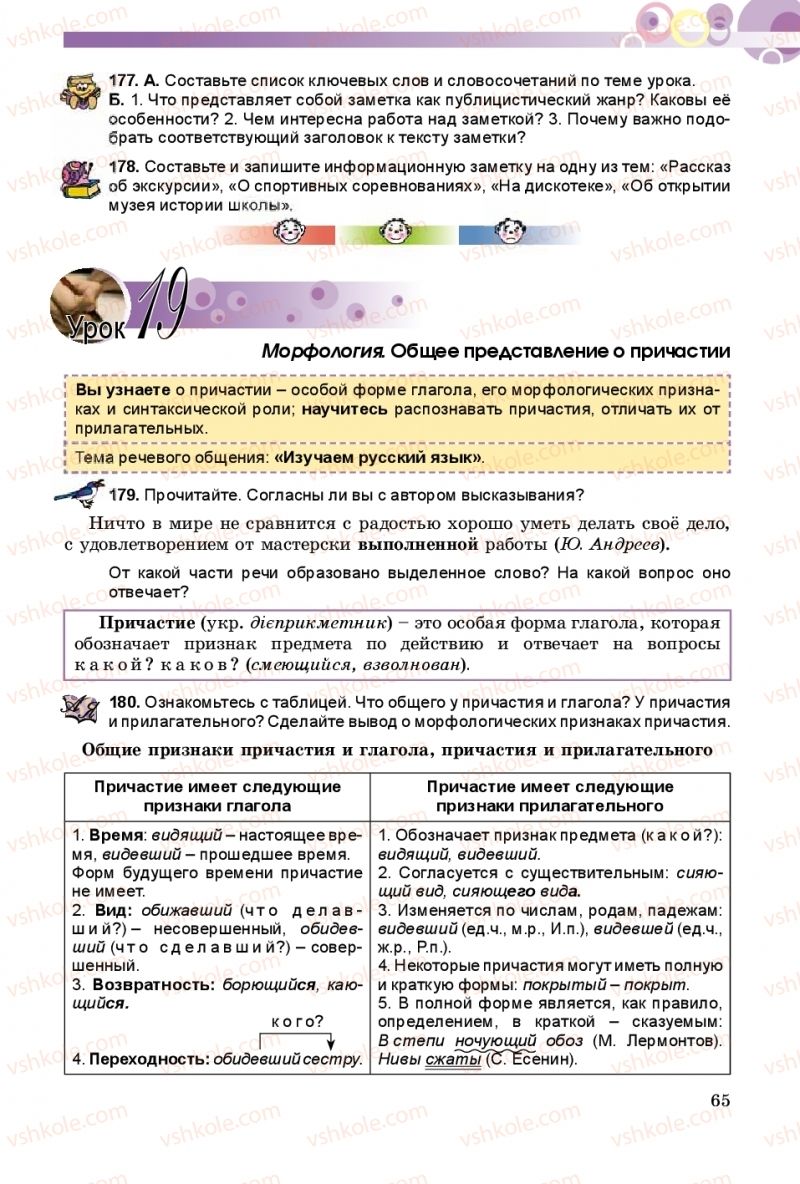 Страница 65 | Підручник Русский язык 8 клас Т.М. Полякова, Е.И. Самонова 2016 4 год обучения