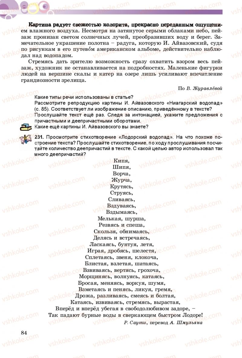Страница 84 | Підручник Русский язык 8 клас Т.М. Полякова, Е.И. Самонова 2016 4 год обучения