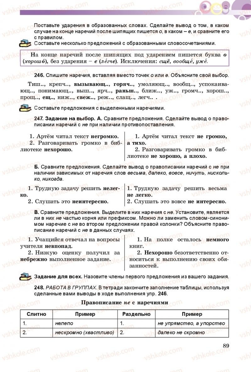 Страница 89 | Підручник Русский язык 8 клас Т.М. Полякова, Е.И. Самонова 2016 4 год обучения