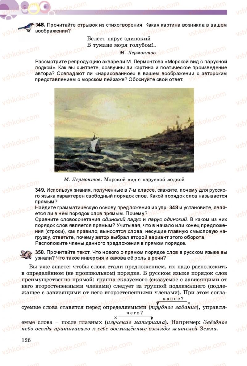 Страница 126 | Підручник Русский язык 8 клас Т.М. Полякова, Е.И. Самонова 2016 4 год обучения