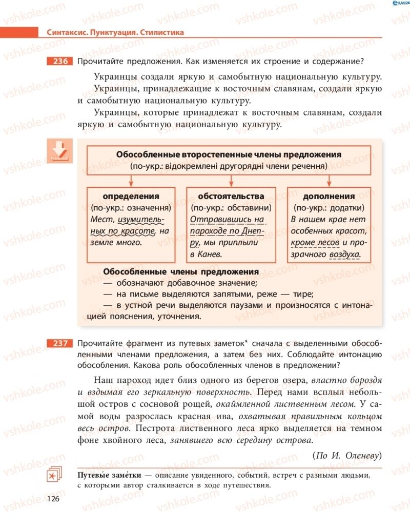 Страница 126 | Підручник Русский язык 8 клас Н.Ф. Баландина, О.Ю. Крюченкова 2016 4 год обучения