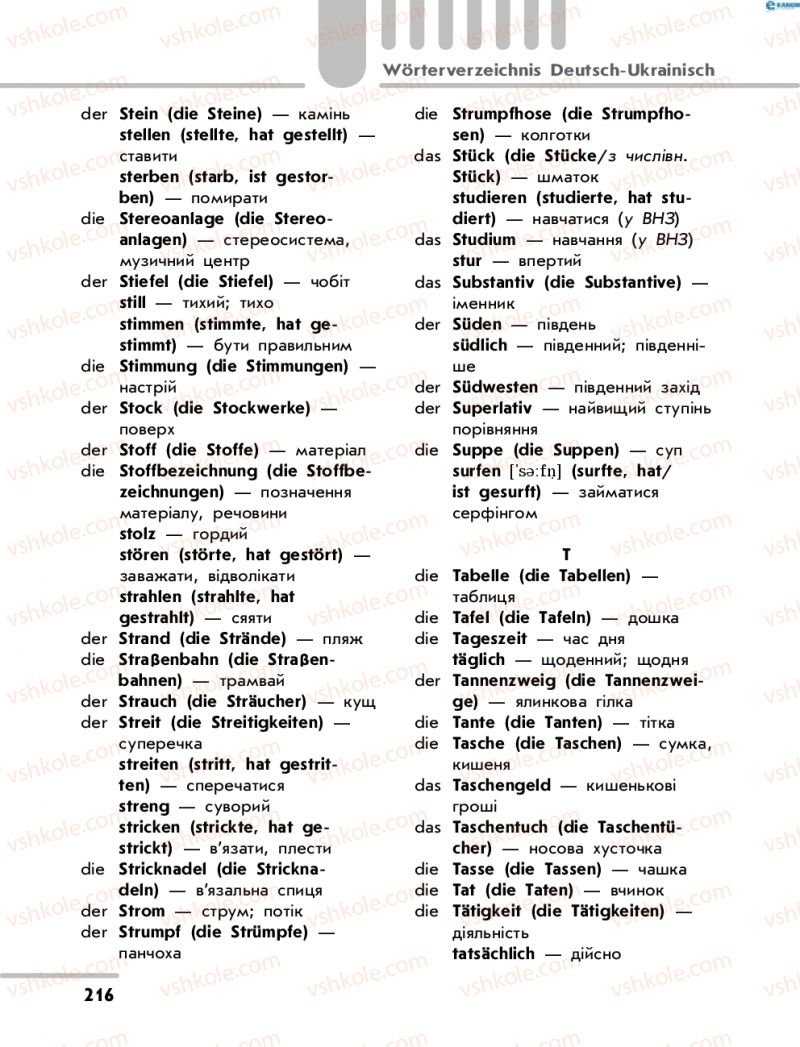 Страница 216 | Підручник Німецька мова 8 клас С.І. Сотникова 2016 4 рік навчання