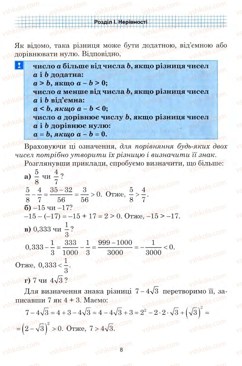 Страница 8 | Підручник Алгебра 9 клас Ю.І. Мальований, Г.М. Литвиненко, Г.М. Возняк 2009