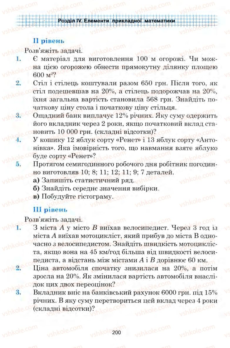 Страница 200 | Підручник Алгебра 9 клас Ю.І. Мальований, Г.М. Литвиненко, Г.М. Возняк 2009