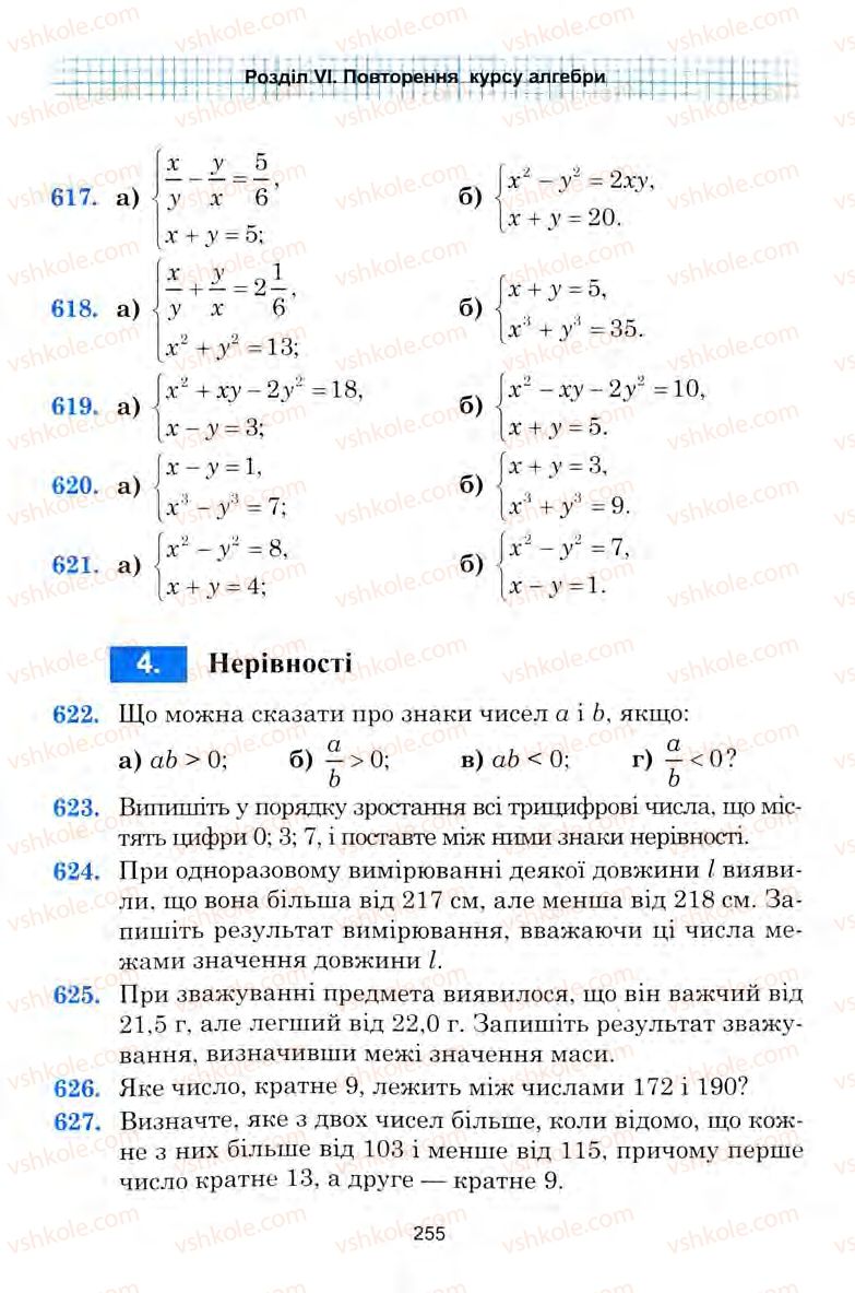 Страница 255 | Підручник Алгебра 9 клас Ю.І. Мальований, Г.М. Литвиненко, Г.М. Возняк 2009