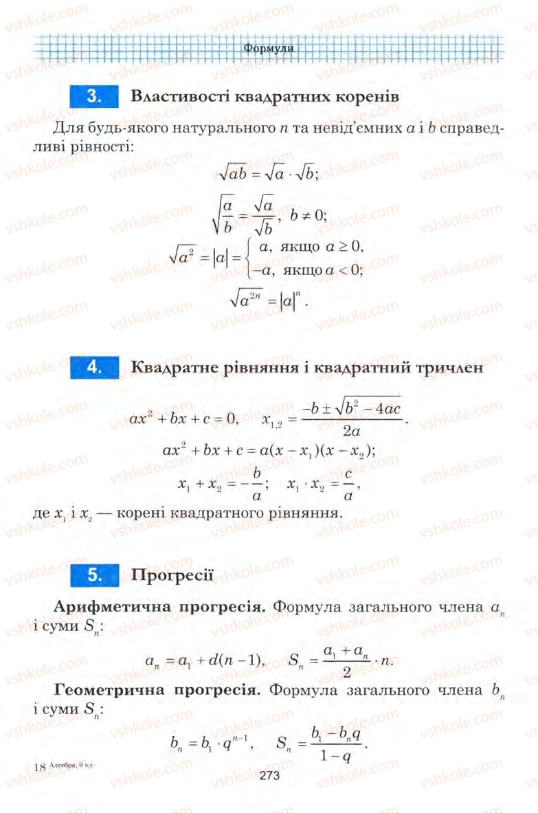 Страница 273 | Підручник Алгебра 9 клас Ю.І. Мальований, Г.М. Литвиненко, Г.М. Возняк 2009