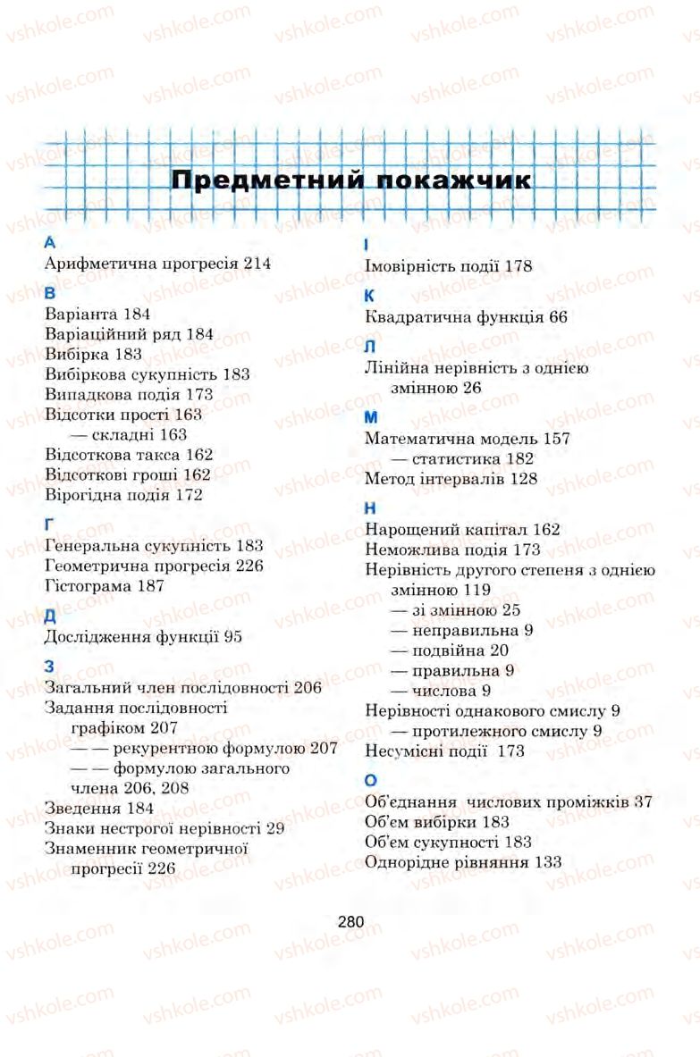Страница 280 | Підручник Алгебра 9 клас Ю.І. Мальований, Г.М. Литвиненко, Г.М. Возняк 2009