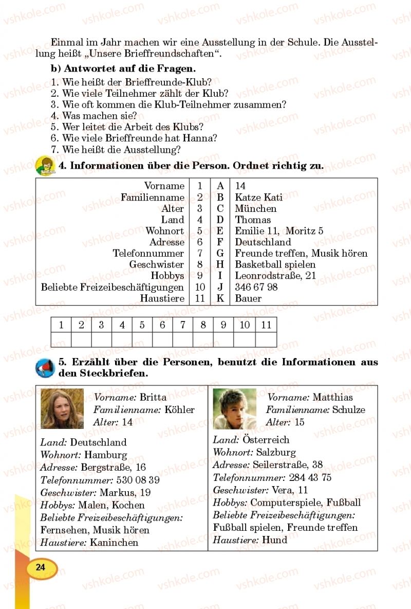Страница 24 | Підручник Німецька мова 8 клас Л.В. Горбач 2016 Для спеціалізованих шкіл