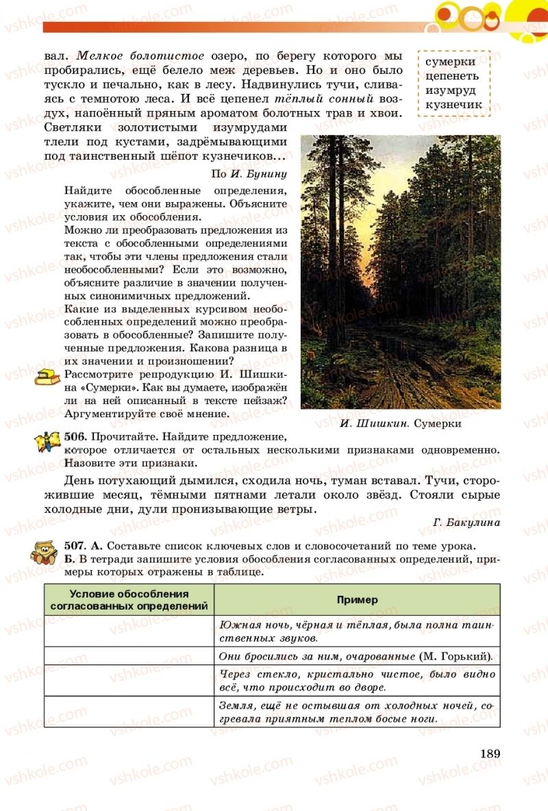 Страница 189 | Підручник Русский язык 8 клас Т.М. Полякова, Е.И. Самонова, А.Н. Приймак 2016 8 год обучения