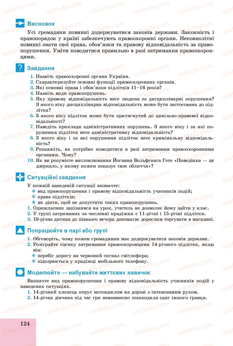 Страница 124 | Підручник Основи здоров'я 8 клас Т.Є. Бойченко, І.П. Василашко, О.К. Бурська 2016