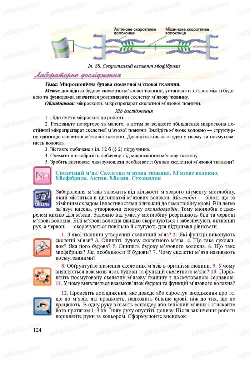 Страница 124 | Підручник Біологія 8 клас Н.Й. Міщук, Г.Я. Жирська, А.В. Степанюк, Л.С. Барна 2016