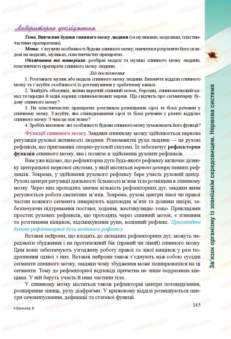 Страница 145 | Підручник Біологія 8 клас Н.Й. Міщук, Г.Я. Жирська, А.В. Степанюк, Л.С. Барна 2016