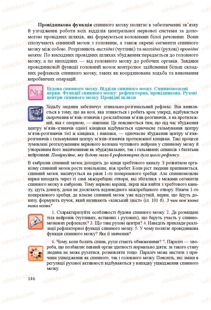 Страница 146 | Підручник Біологія 8 клас Н.Й. Міщук, Г.Я. Жирська, А.В. Степанюк, Л.С. Барна 2016