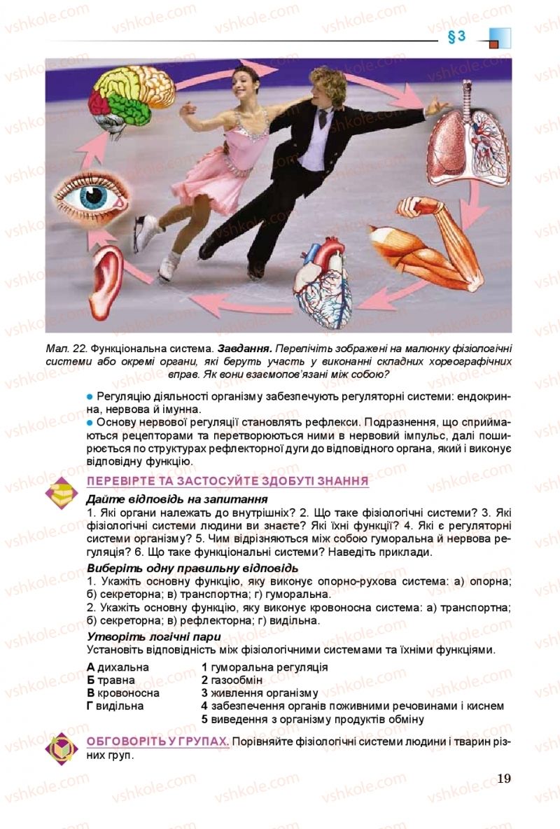Страница 19 | Підручник Біологія 8 клас Н.Ю. Матяш 2016