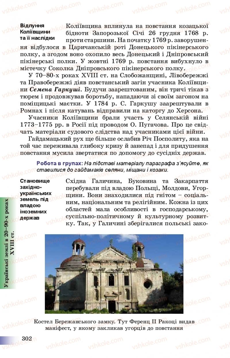 Страница 302 | Підручник Історія України 8 клас Г.К. Швидько, П.О. Чорнобай 2016