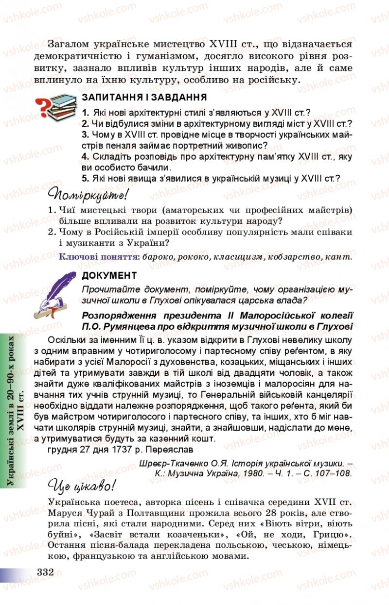 Страница 332 | Підручник Історія України 8 клас Г.К. Швидько, П.О. Чорнобай 2016